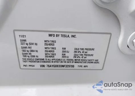 2022 Tesla Model Y Long Range Dual Motor All-Wheel Drive из США, поврежденный, VIN 7SAYGDEE0NF329786